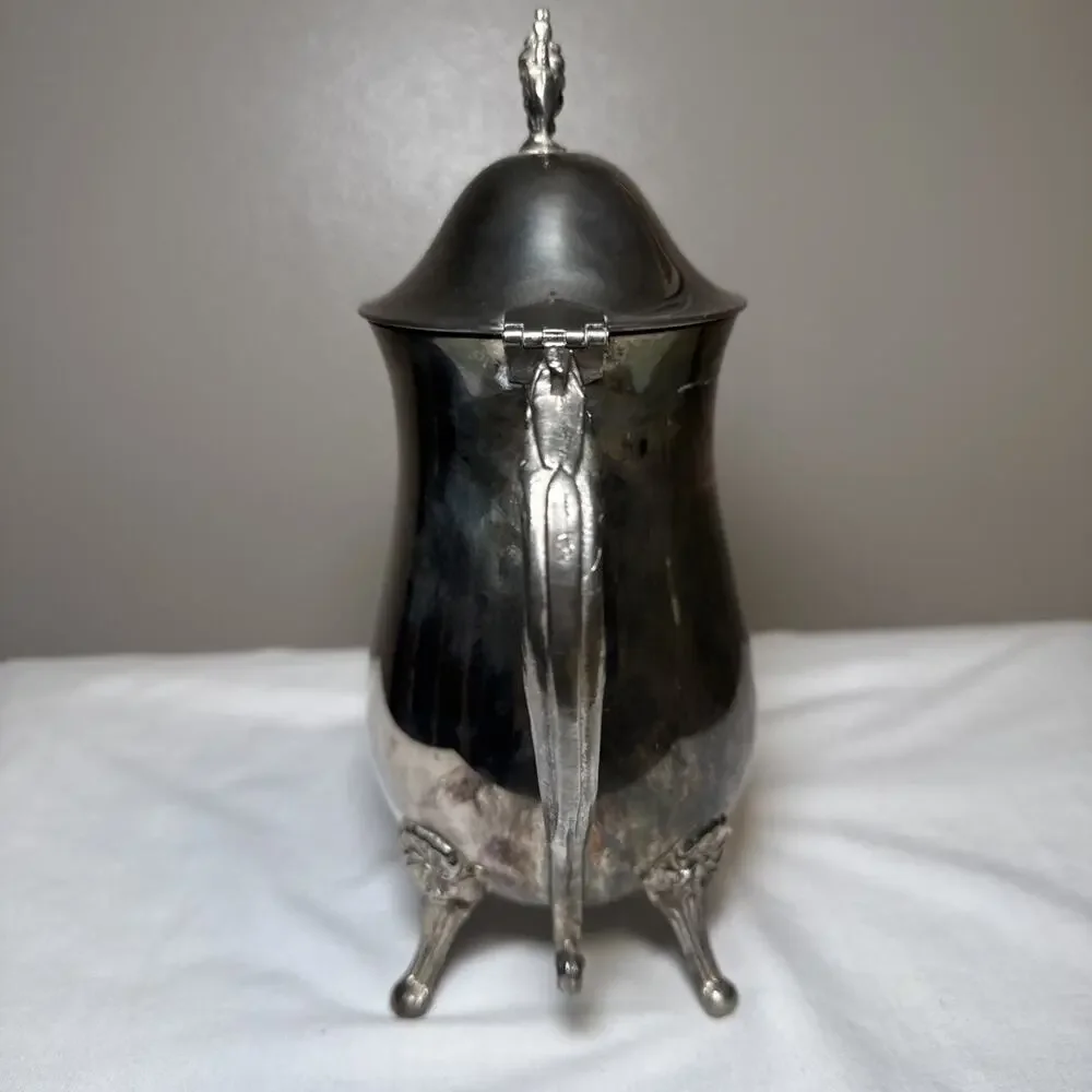 Antique Edwardian Silver On Copper Coffee Pot Gold Wash Interior Hinged Lid